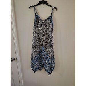 Cato Womens Blue Paisley Handkerchief Sharkbite Hem Spaghetti Strap Dress Small
